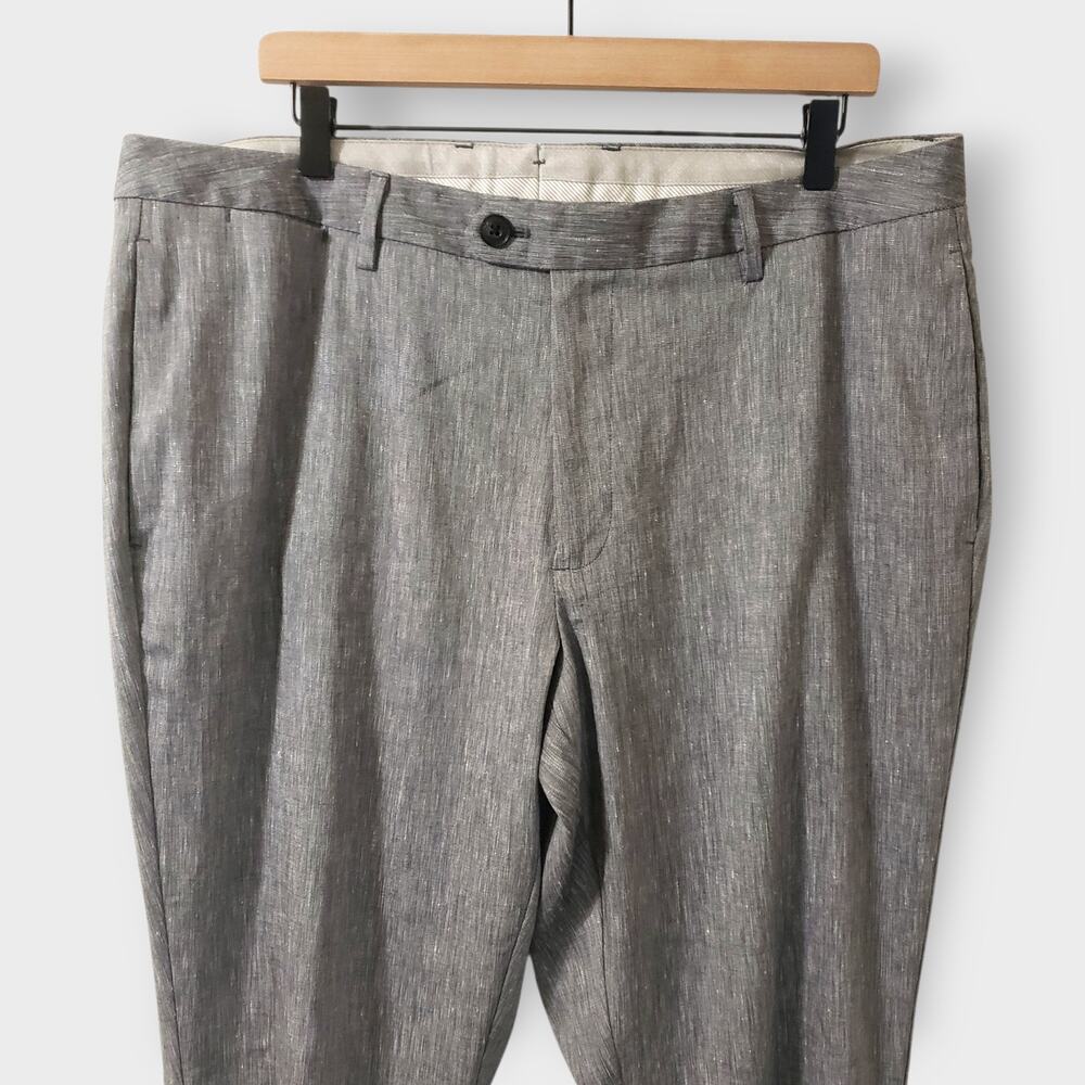 SOLD-Bonobos Mens Linen Blend Slim Trouser Pant Grey Sz 38x32 Preppy Workwear - Picture 3 of 14